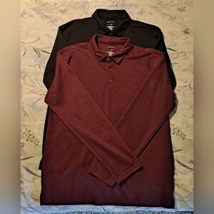 Pair Of Apt. 9 Men's Long-Sleeve Polo - Burgundy & Black Both Size Medium